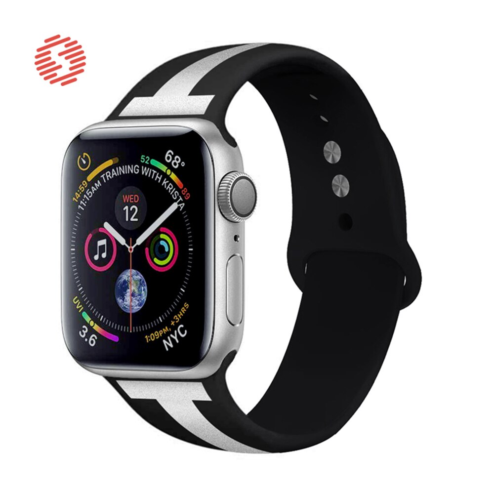 ShengOne Stripe Soft Silicone Sport Band for Apple Watch Series 5 4 40MM 44MM Striated Rubber Strap Replacement 3 2 1 38MM 42MM