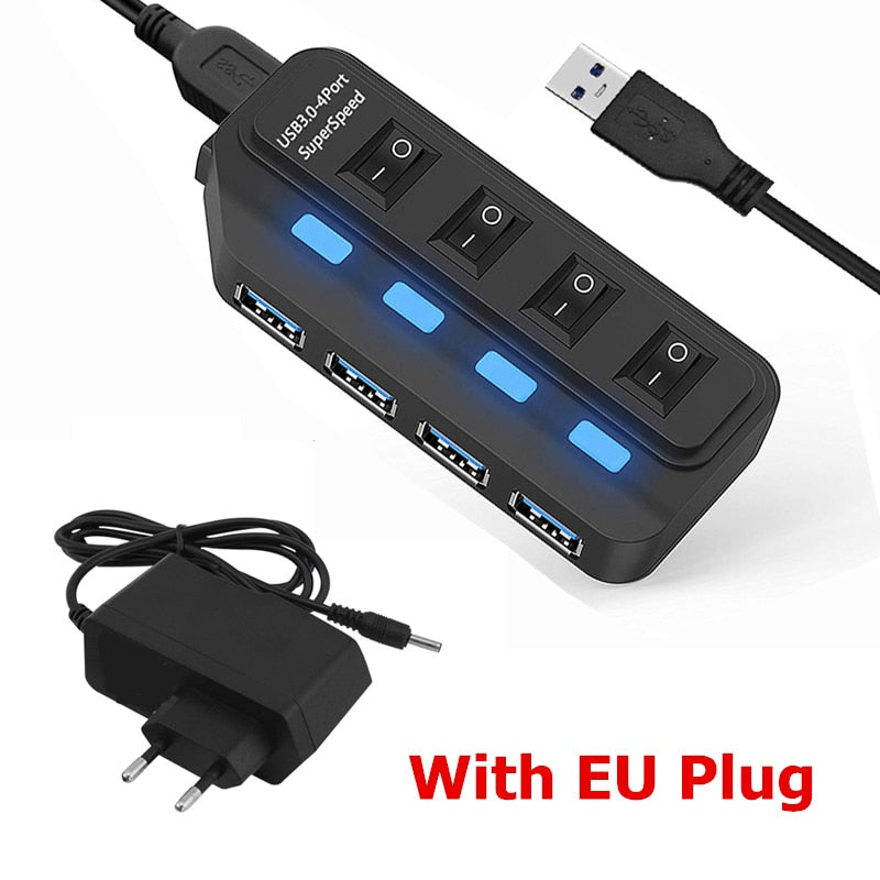USB 3.0 HUB Multi 4 7 Port Usb Splitter With Power Adapter For Macbook Air Pro Xiaomi Pc Computer Laptop Accessories USB 3 Hab.