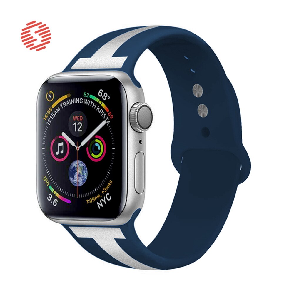 ShengOne Stripe Soft Silicone Sport Band for Apple Watch Series 5 4 40MM 44MM Striated Rubber Strap Replacement 3 2 1 38MM 42MM
