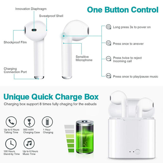 Best Headphones Bluetooth 5.0 Earphones Wireless Headsets Stereo Bass Earbuds In-ear Sport Waterproof Headphone free shipping.