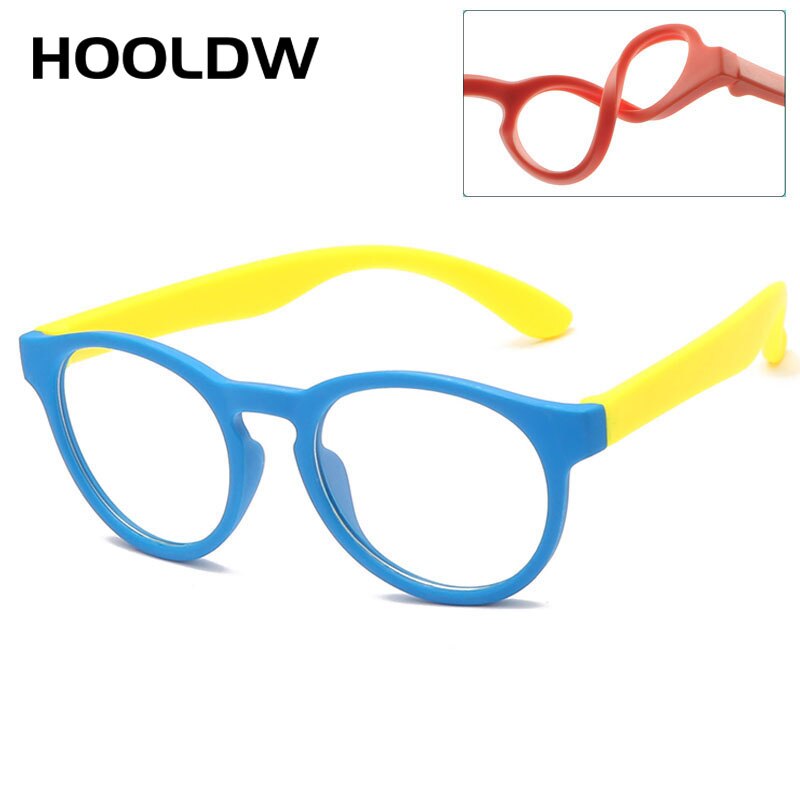 New Anti Blue Light Kids Glasses Round Silicone Children Eyewear Boy Girls Optical Frame Computer Transparent Eyeglasses UV400