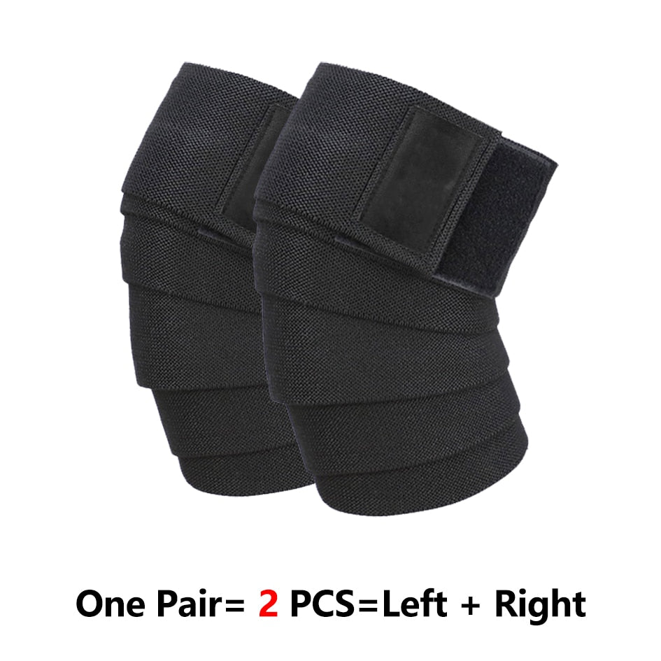 ROEGADYN Professional Weightlifting 2m Elastic Knee Wrap Fitness Knee Support Brace Heavy Weight Squat Training Knee Brace