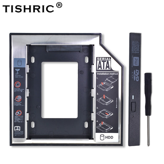 TISHRIC 2nd HDD Caddy 12.7mm/9.5mm Optibay SATA 3.0 2.5 SSD Hard Disk Drive HDD Case/Box/Enclosure For Laptop CD-ROM Adapter.