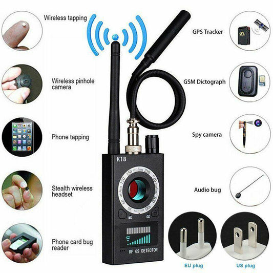 K18 Detector Multi-function Anti Mini Bug Audio SPY-Camera GSM Finder GPS Signal Lens RF Locator Tracker Detect Wireless Camera.