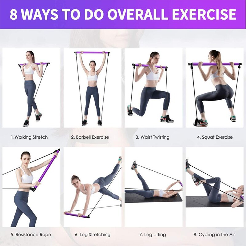 Pilates Bar Stick Yoga Pull Rods Pull Rope Yoga Resistance Band Sport Training Elastic Bands Crossfit Home Gym Fitness Equipment