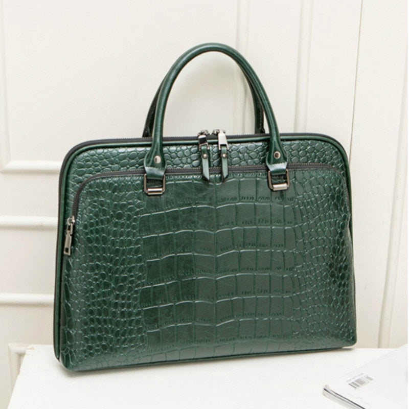 Fashion Women's Leather Briefcase For 13.3" 14.1 Inch Laptop Handbag 2022 Girls Shoulder Bags Woman Work Office Leather Handbags.