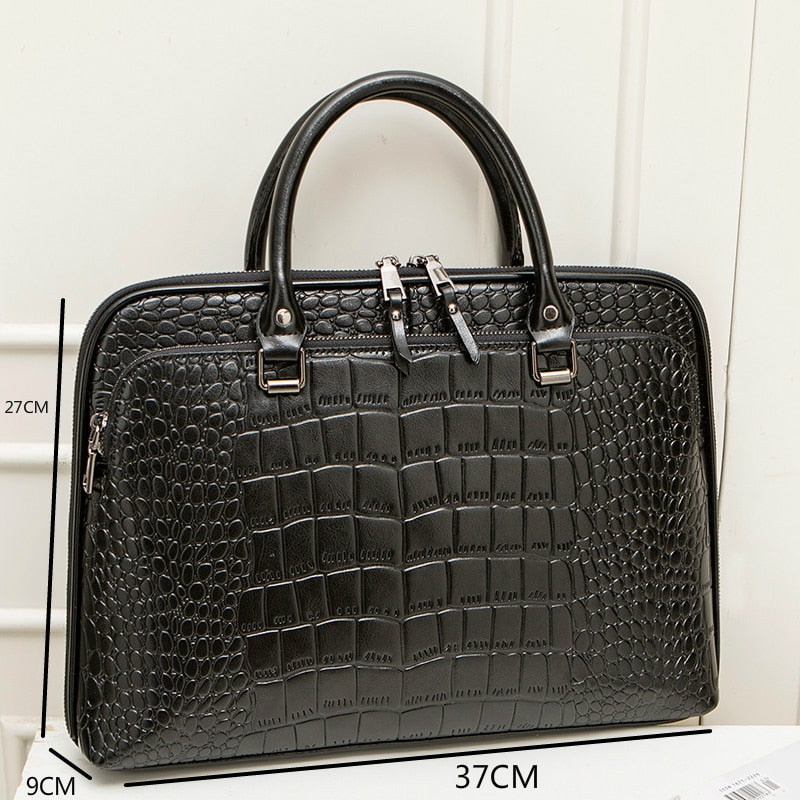 Fashion Women's Leather Briefcase For 13.3" 14.1 Inch Laptop Handbag 2022 Girls Shoulder Bags Woman Work Office Leather Handbags.