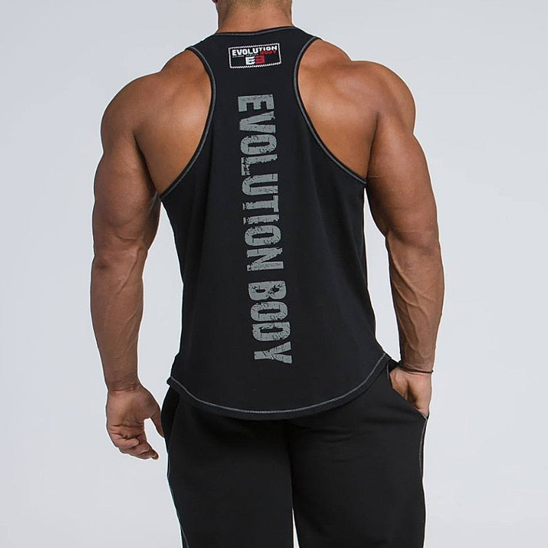 Men's fashion Sleeveless Fitness Bodybuilding Muscle Undershirt Gym Running Exercise Sport Tank Top Men Vest