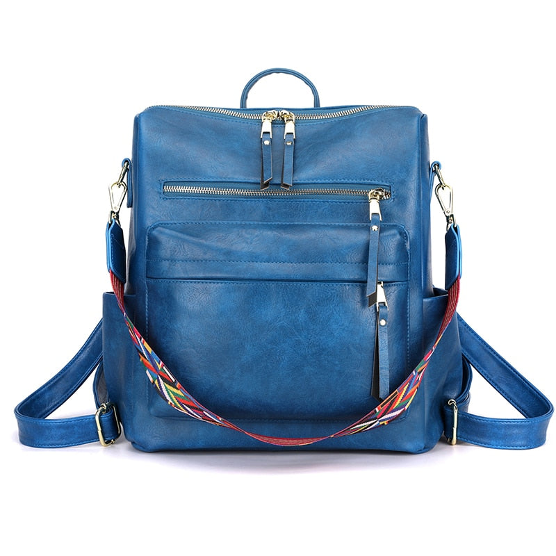 Retro Large capacity Backpack Women PU Leather Rucksack Women's Knapsack Travel Backpacks Shoulder School Bags Mochila Back Pack