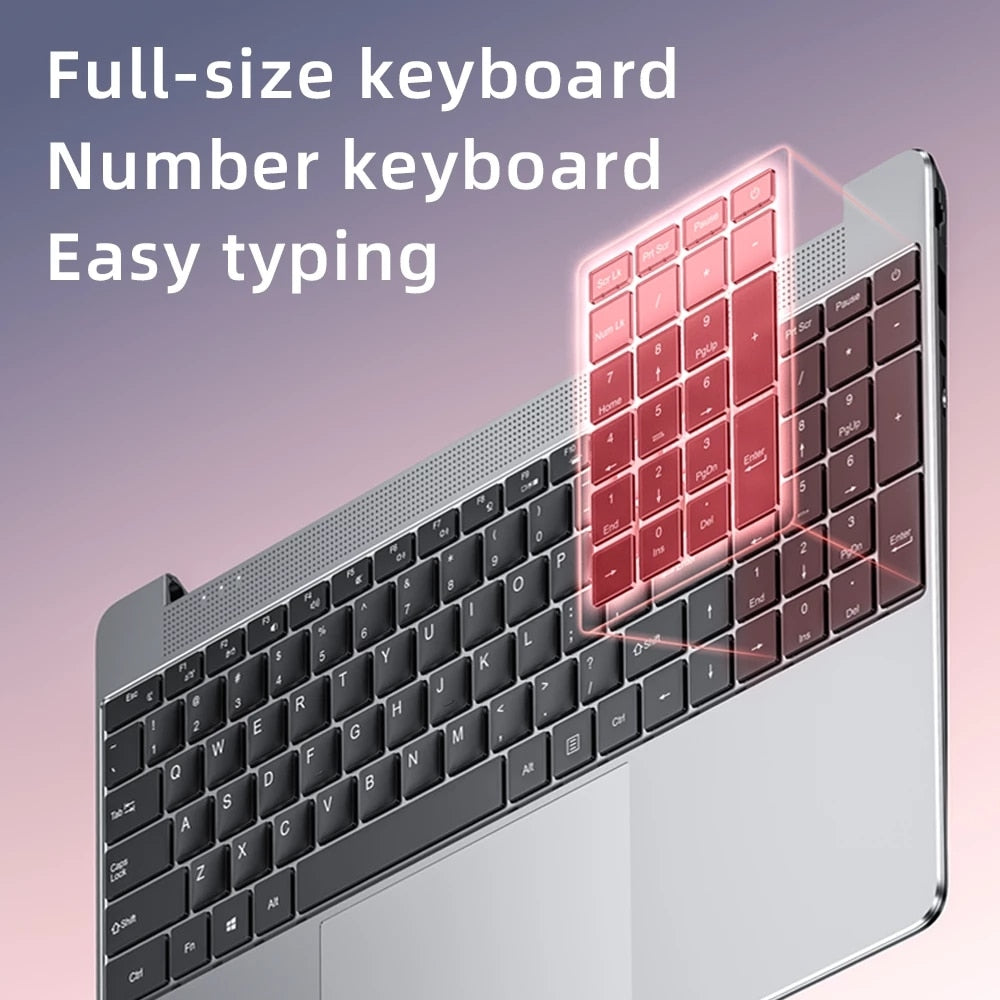 Dere Laptop MBook M10 15.6-inch Intel Celeron N5095 12G RAM 512GB SSD Dual band WiFi Gaming Laptop Portable Windows 10 Notebook.