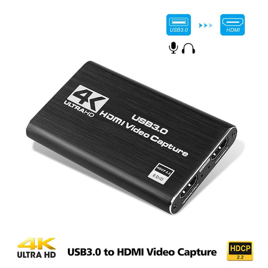 4K HDMI to USB 3.0 HD Video Audio Game Capture Card Device for 1080P 60FPS TV Box Camera Live Streaming PS4 Game Box Recorder.