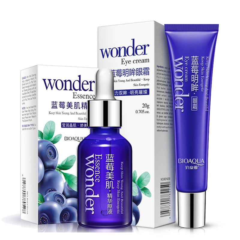 Bioaqua Blueberry Hyaluronic Acid Liquid & Eye Cream Anti-Puffiness Dark Circle Anti-Wrinkles Collagen Essence Whitening Skin