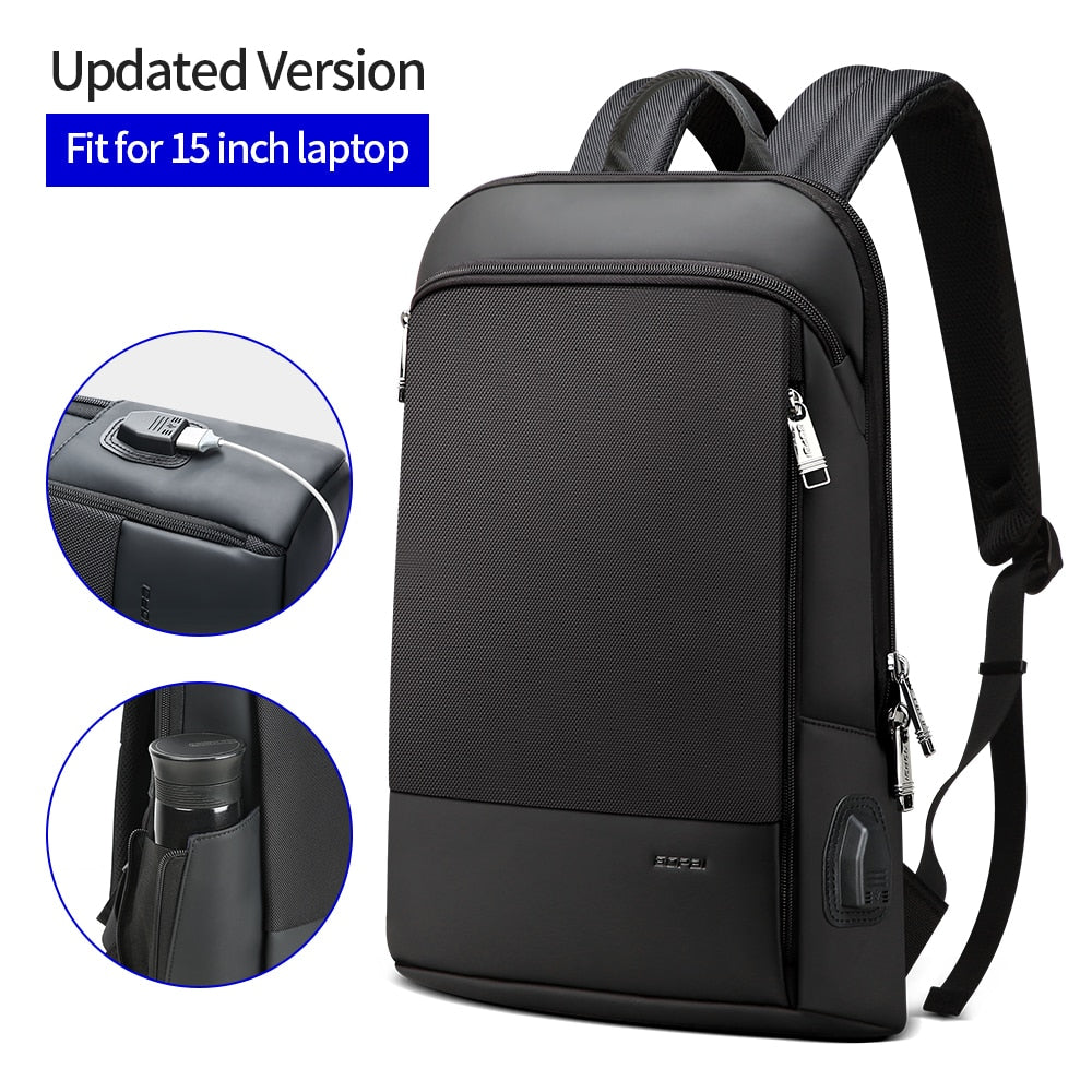 BOPAI Slim Laptop Backpack Men 15.6 Inch Pack Office Work Women Bagpack Business Anti Theft Unisex Black Thin Light Backpacking.