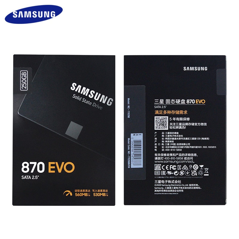 Original SAMSUNG 500GB 1TB Laptop Internal Hard Drive SSD HDD 870 Evo SATA 3 2.5'' Solid State Drive For Desktop PC