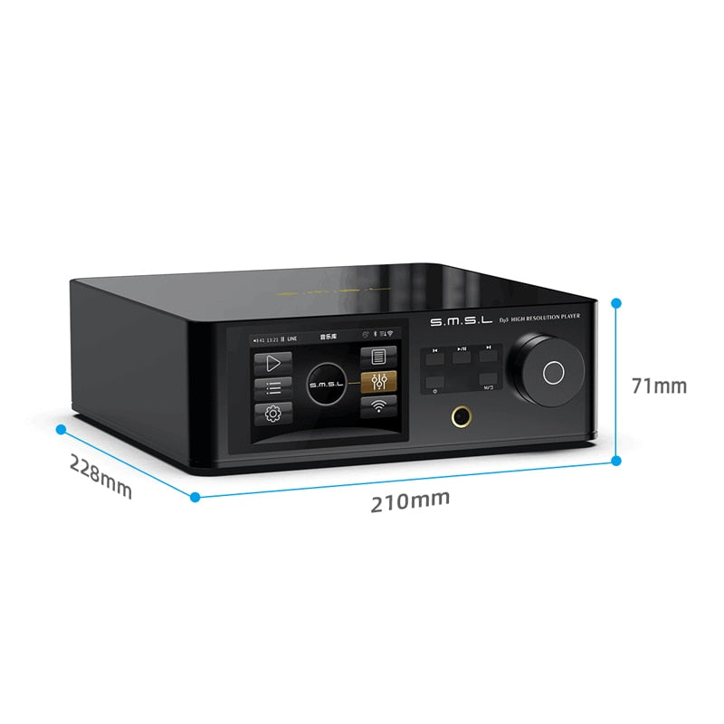 SMSL DP5 ES9038Pro MQA Full Decoding Network Music Player Streaming Playback DSD256 Banlanced Headphone AMP Bluetooth Player.