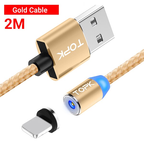 TOPK AM23 LED Magnetic Micro USB Type C Cable Data Mobile Phone Cables Charging Cord Fast Quick Charge Wire for iPhone Charger