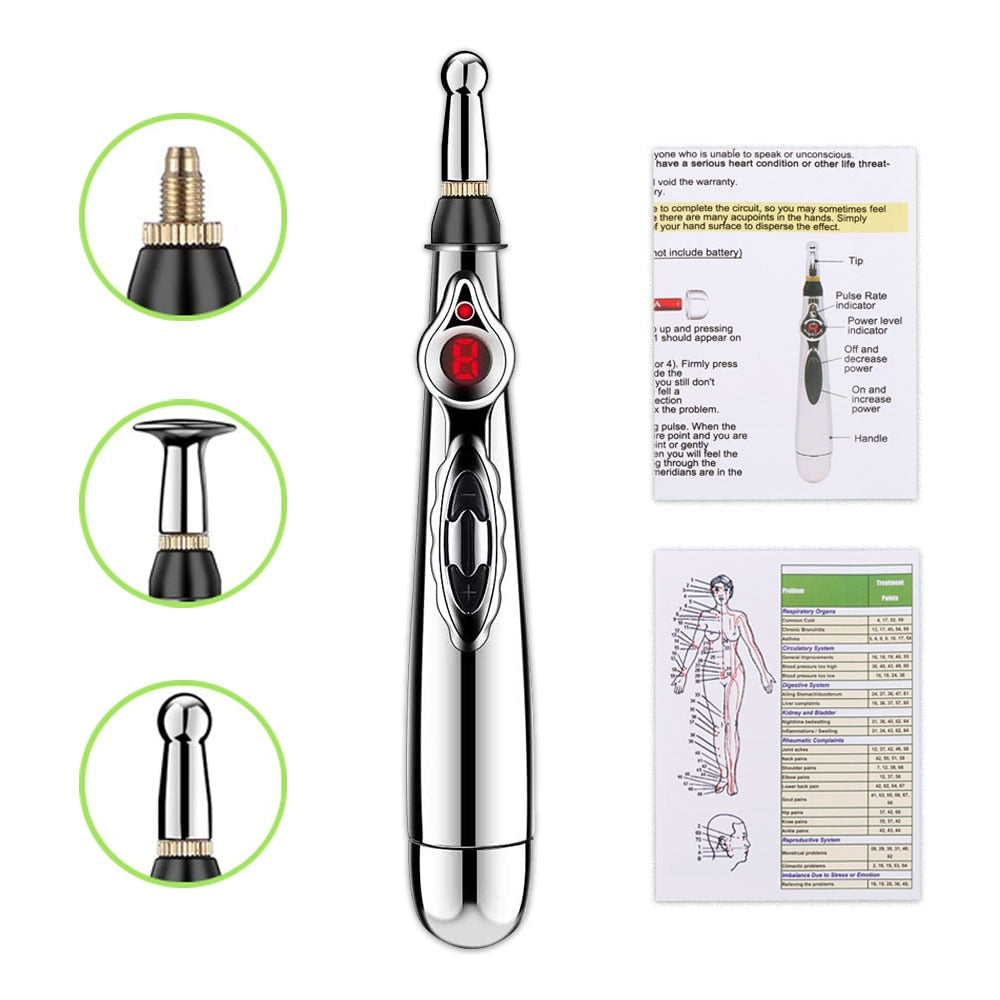 Electronic Acupuncture Pen Electric Meridians Laser Therapy Heal Massage Pen Meridian Energy Pen Relief Pain Tools Health Care.