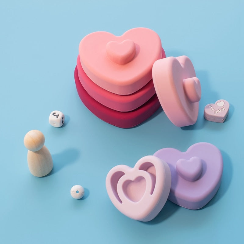 Silicone Baby Teether Building Block Montessori Toys Educational Shapes Wooden Toys For Kids Educational Games Educational Toys