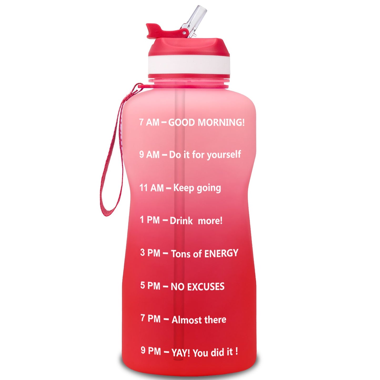 QuiFit 2L 1.3L 64OZ 43oz Tritan Water Bottle With Straw & Time Markings BPA Free Portable Protein Shaker Sports GYM Drinking Jug