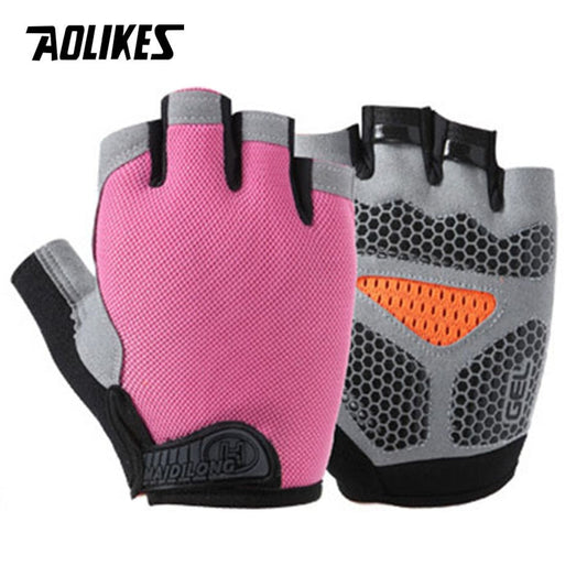 AOLIKES Cycling Gloves MTB Road Riding Gloves Anti-slip Camping Hiking Gloves Gym Fitness Sports Bike Bicycle Glove Half Finger