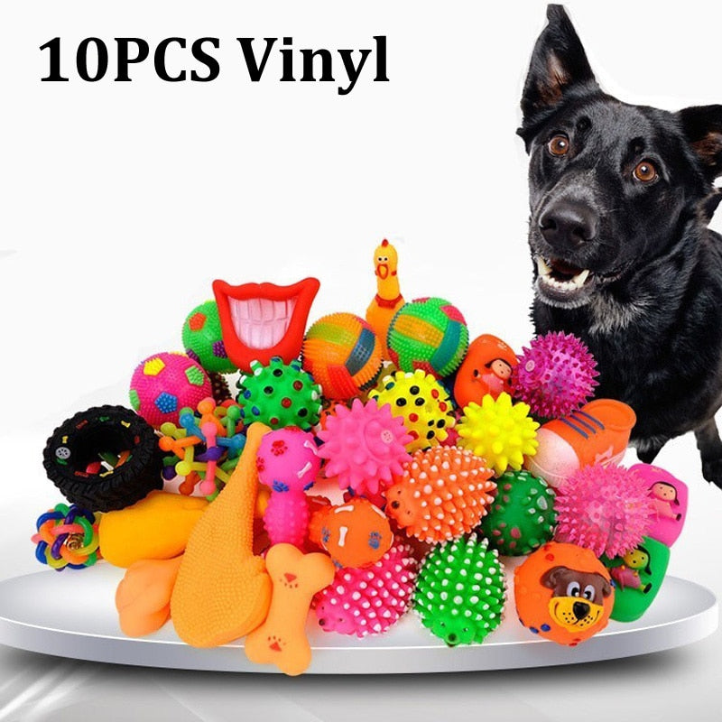 10PCS Randomly Puppy Pet Toys For Small Dogs Rubber Resistance To Bite Dog Toy Teeth Cleaning Chew Training Toys Pet Supplies