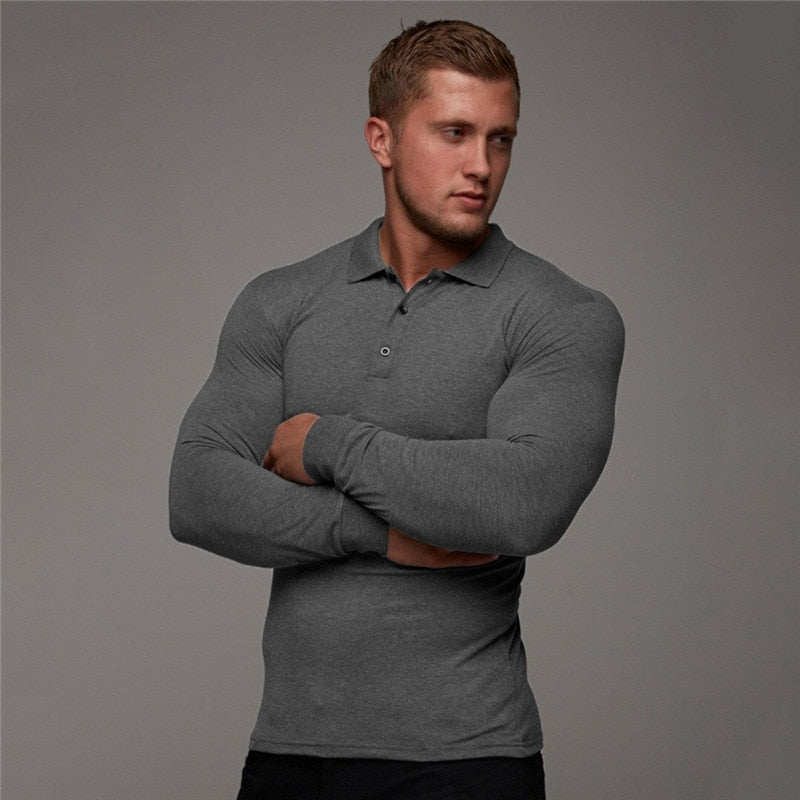 New Brand Cotton Breathable Men's Polo Shirt Fitness Men Cotton Long Sleeve Poloshirt Brands Clothing Autumn Mens Polo Shirts