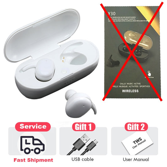 Y30 TWS Wireless Headphones Bluetooth Touch Control Sport Headset Waterproof Microphone Music Earphones Works On All Smartphones.