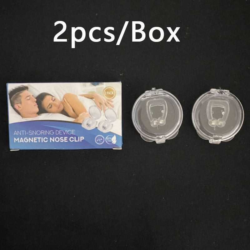 2/4 Pc Magnetic Anti Snoring Device Silicone Anti Snore Stopper Nose Clip Tray Sleeping Aid Apnea Guard Night Device With Case.