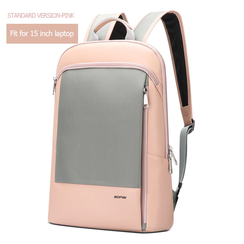 BOPAI Slim Laptop Backpack Men 15.6 Inch Pack Office Work Women Bagpack Business Anti Theft Unisex Black Thin Light Backpacking.