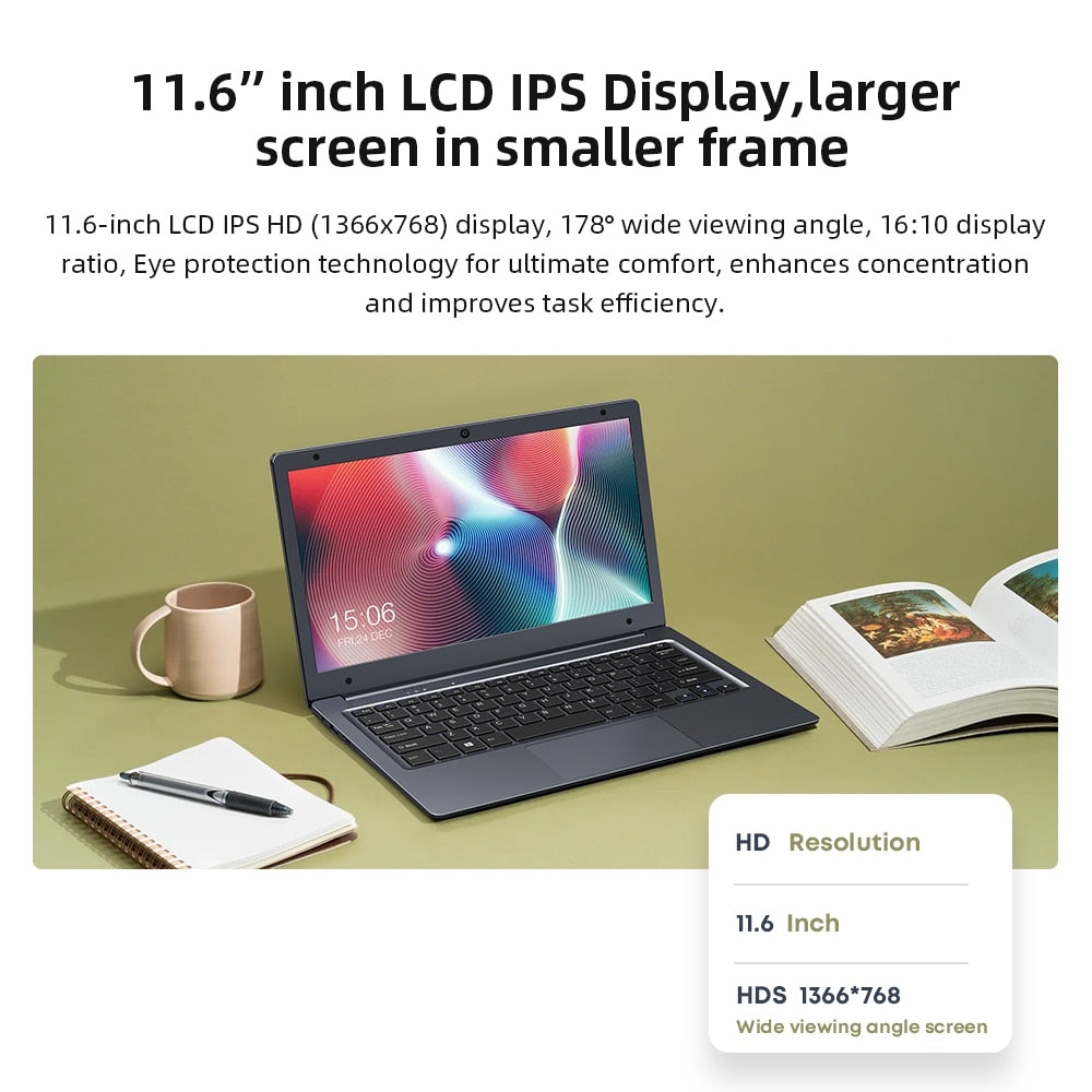 CHUWI HeroBook Air 11.6" HD Display Intel Celeron N4020 Dual Core LPDDR4 4GB 128GB SSD Windows 10 Laptop with Full Size Keyboard