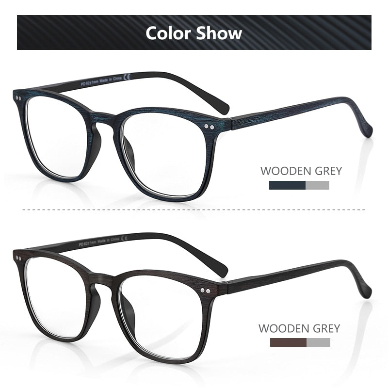 ZENOTTIC Anti Blue Light Reading Glasses Frames Men Wooden Design Square Optical Reader Computer Eyeglasses Hyperopia Eyewear