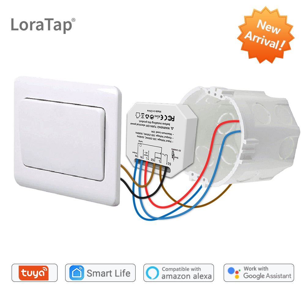 LoraTap Tuya Smart Life Wifi Switch Relay Breaker Module Automation Lighting Google Home Alexa Echo Remote Control App Timer 10A.