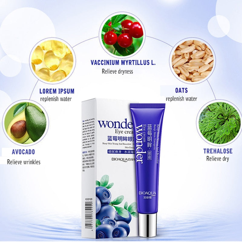 Bioaqua Blueberry Hyaluronic Acid Liquid & Eye Cream Anti-Puffiness Dark Circle Anti-Wrinkles Collagen Essence Whitening Skin