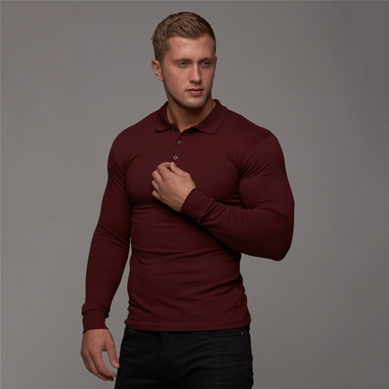 New Brand Cotton Breathable Men's Polo Shirt Fitness Men Cotton Long Sleeve Poloshirt Brands Clothing Autumn Mens Polo Shirts
