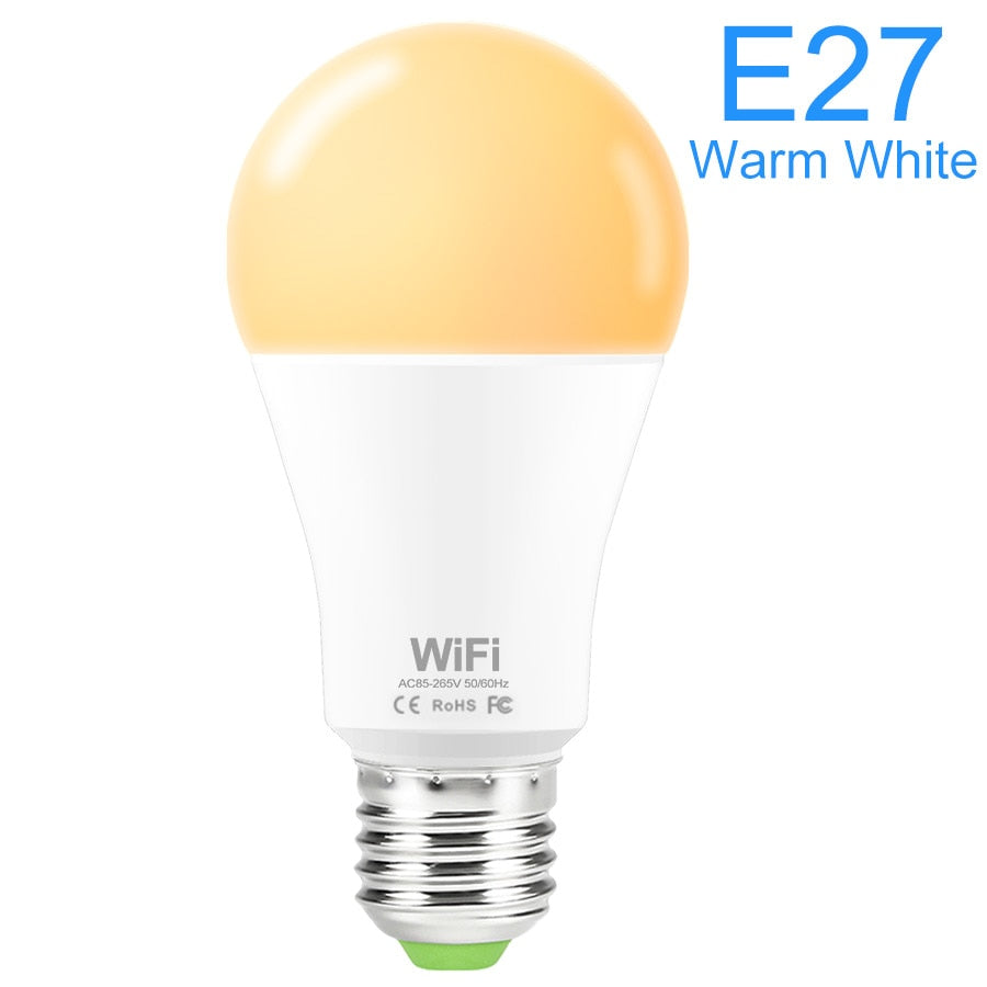 15W Smart WiFi Light Bulb E27 B22 Dimmable LED Lamp APP Smart Wake up Night Light Compatible with Amazon Alexa Google Home.