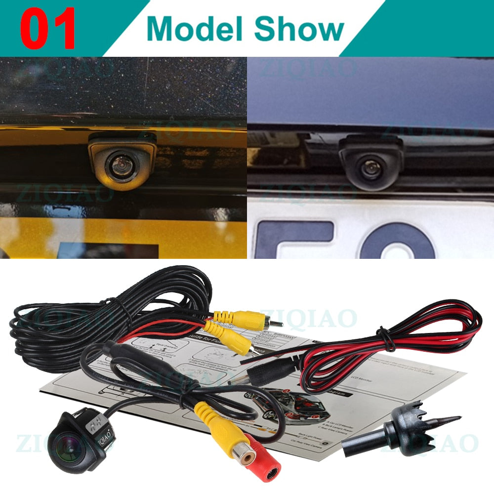 ZIQIAO Car Rear View Camera Universal Waterproof Night Vision HD Reversing Parking Backup Camera.