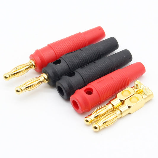4pcs New 4mm Plugs pure copper Gold Plated Musical Speaker Cable Wire Pin Banana Plug Connectors.