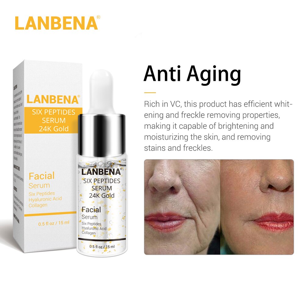 LANBENA 4PCS Hyaluronic Acid Serum+ Vitamin C Serum+ 24K Gold Serum+Pore Treatment Serum Face Serum