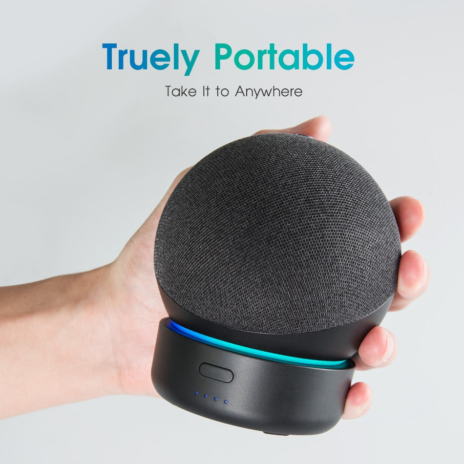 5200mAh Battery Base for Echo Dot 4 4th Gen Smart Alexa Speaker Portable Rechargable Battery Pack for Dot (4th gen) Stand Holder.