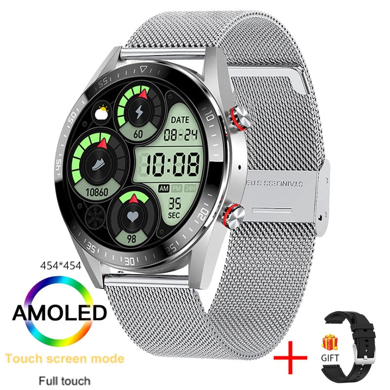 2021 New 454*454 Screen Smart Watch Always Display The Time Bluetooth Call Local Music Smartwatch For Mens Android TWS Earphones.