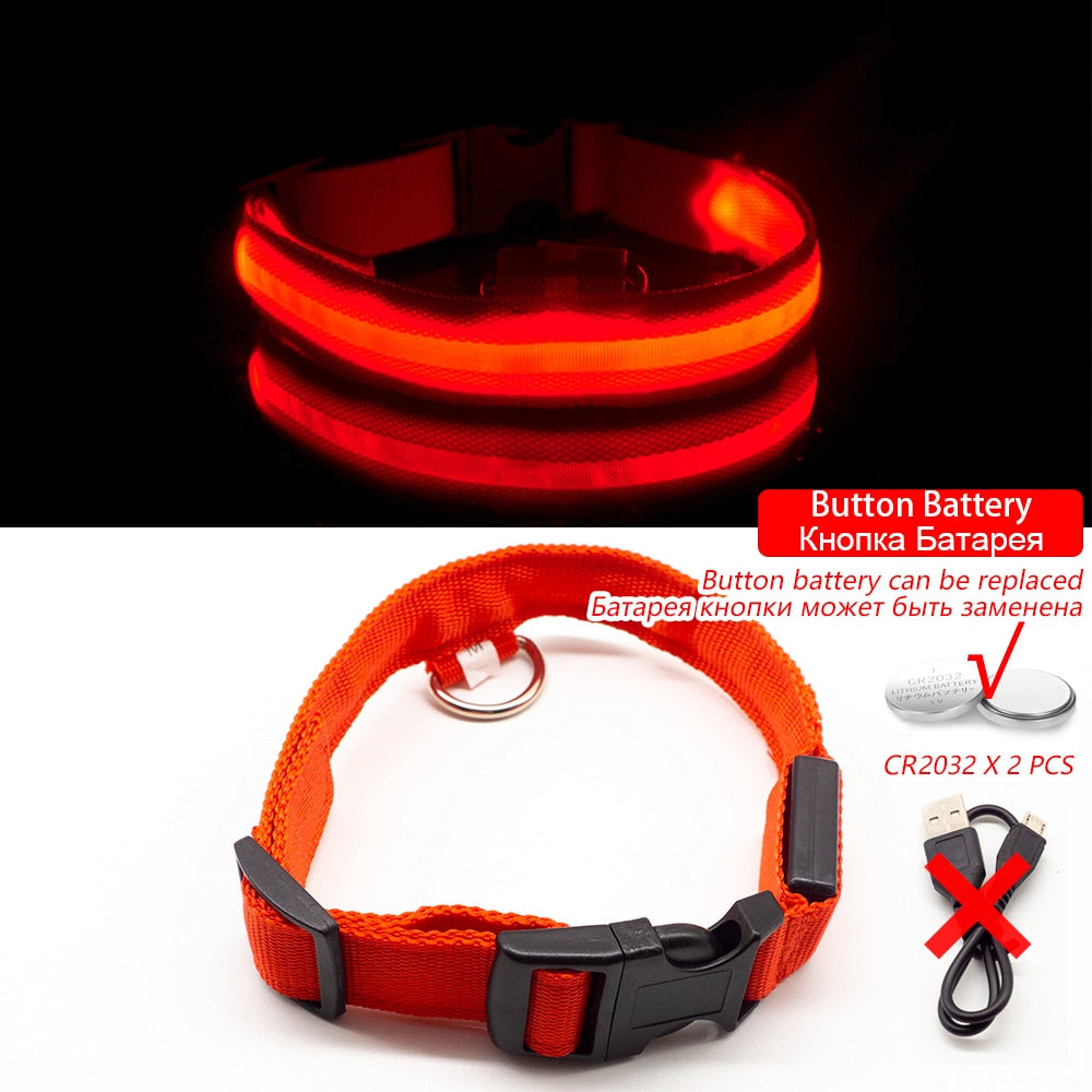 USB Charging/Battery replacement Led Dog Collar Anti-Lost Collar For Dogs Puppies Dog Collars Leads LED Supplies Pet Products.