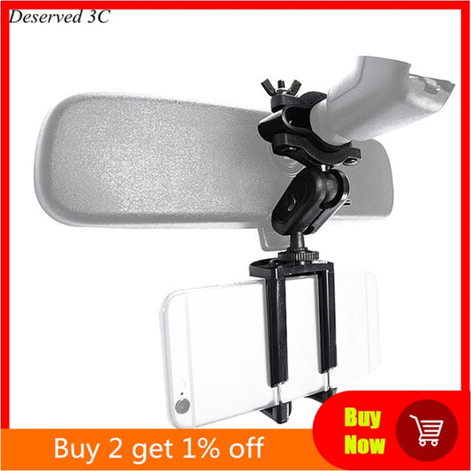 Car Phone Holder Adjustable Rear View Mirror Mount Stand for Mobile Phone GPS.