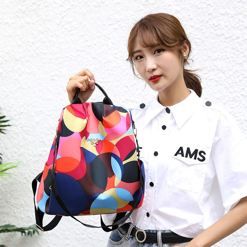 Fashion Anti-theft Backpack Women Oxford Shoulder Bag Large Capacity Female Travel Backpack Light School Bag for Teenage Girls