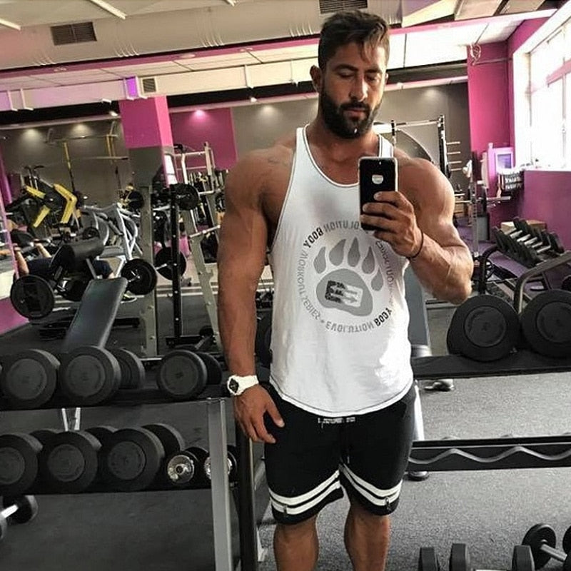 Men's fashion Sleeveless Fitness Bodybuilding Muscle Undershirt Gym Running Exercise Sport Tank Top Men Vest