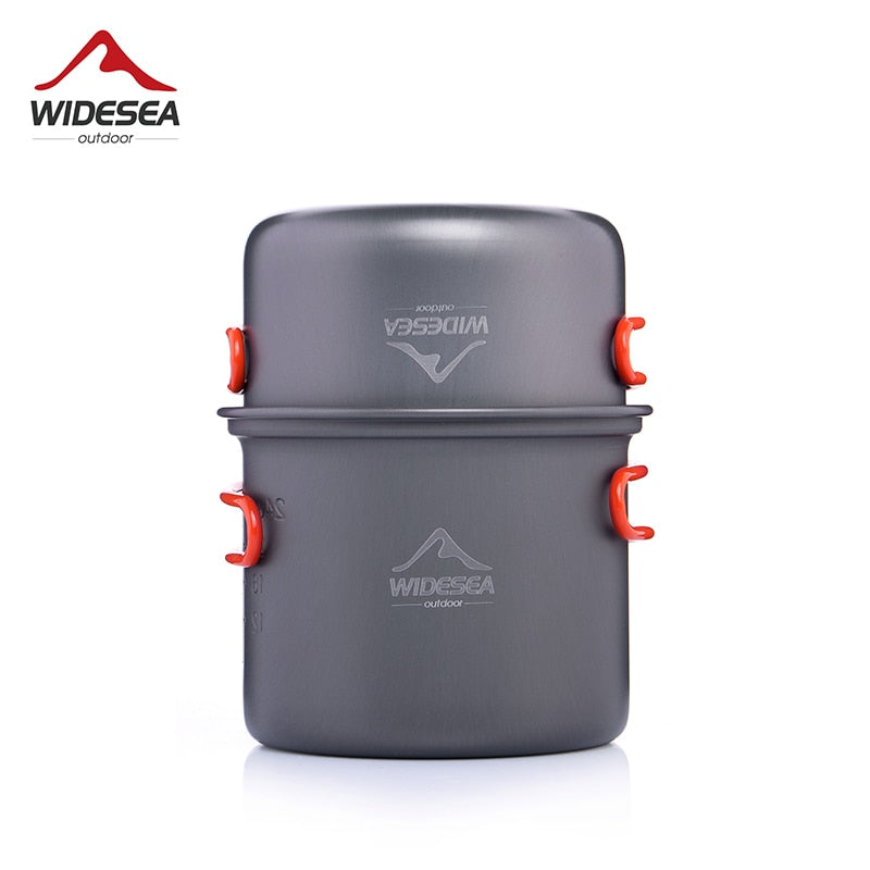 Widesea Camping Cookware Outdoor Cooking Set Tableware Tourist Kitchen Camping Pot Heat Exchange Cooker Travel Utensil Equipment