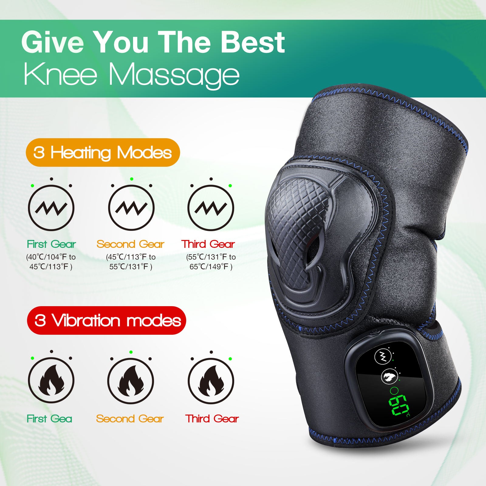 Heat Therapy Knee Massager Relieve Arthritis Pain Knee Joint Brace Support Vibration High Frequency Foot Leg Massage Relaxation.