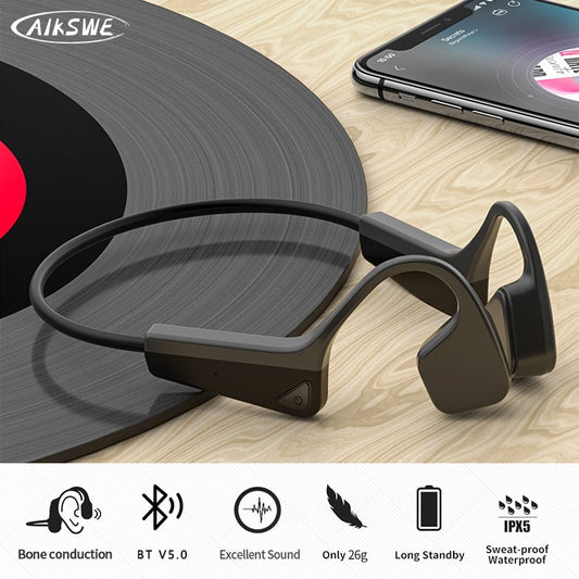 AIKSWE Bone Conduction Headphones Wireless Sports Earphone Bluetooth-Compatible Headset Hands-free With Microphone For Running.