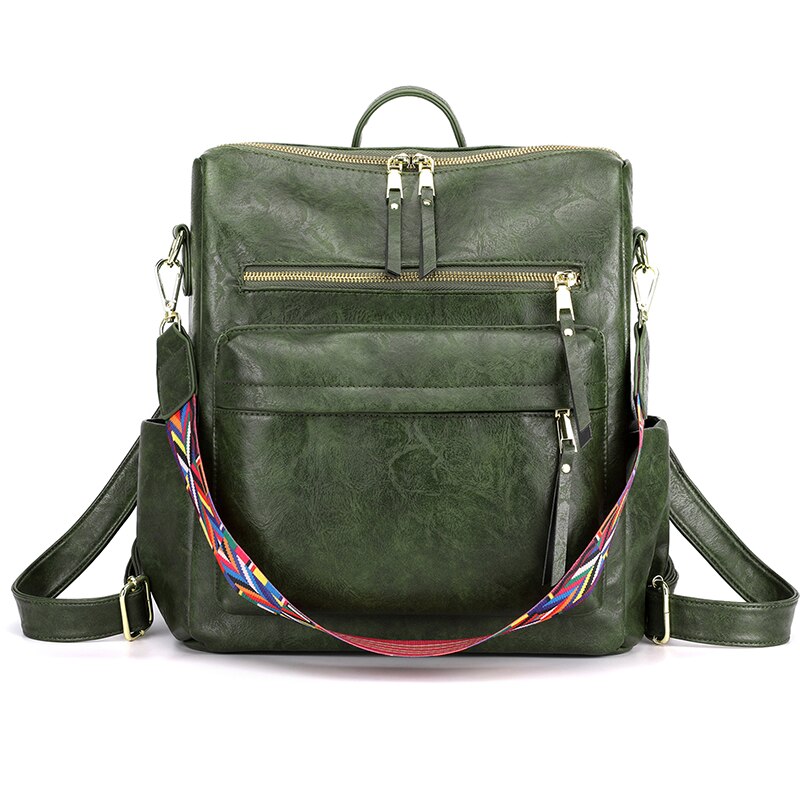Retro Large capacity Backpack Women PU Leather Rucksack Women's Knapsack Travel Backpacks Shoulder School Bags Mochila Back Pack
