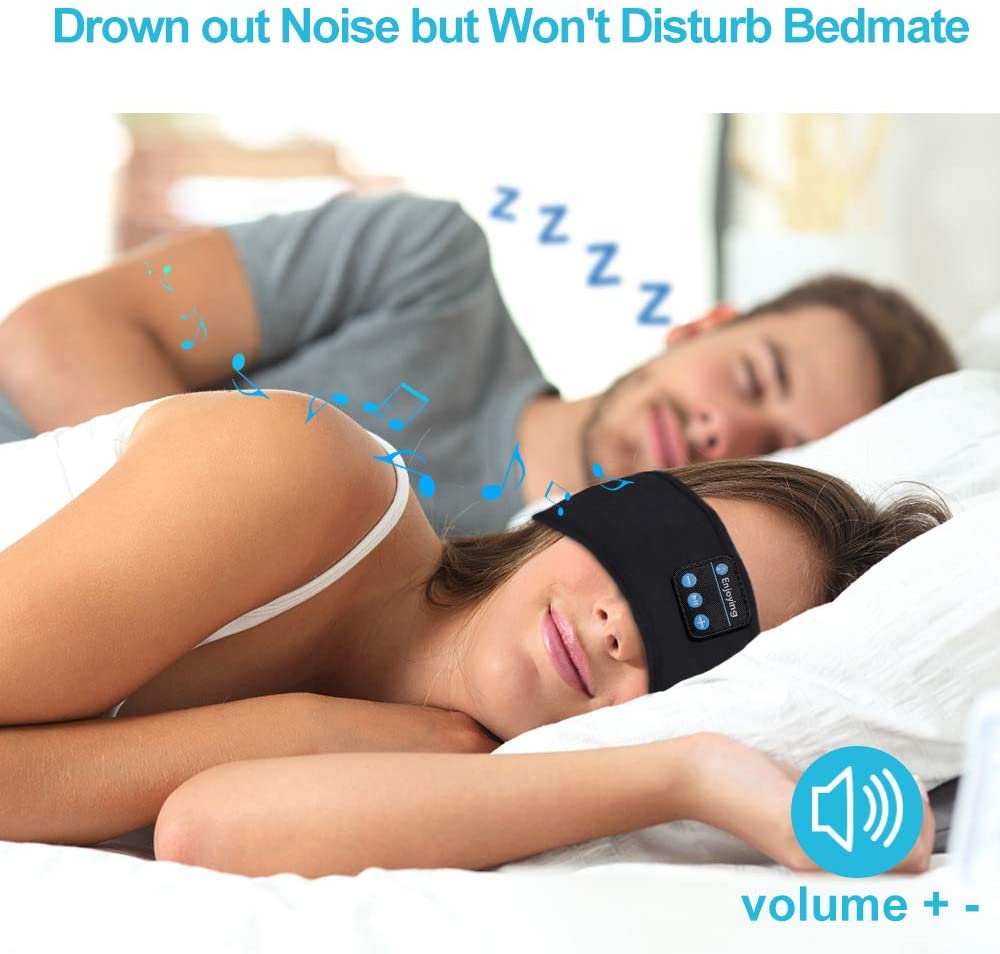 Bluetooth Sleeping Headphones Sports Headband Thin Soft Elastic Comfortable Wireless Music Earphones Eye Mask for Side Sleeper.
