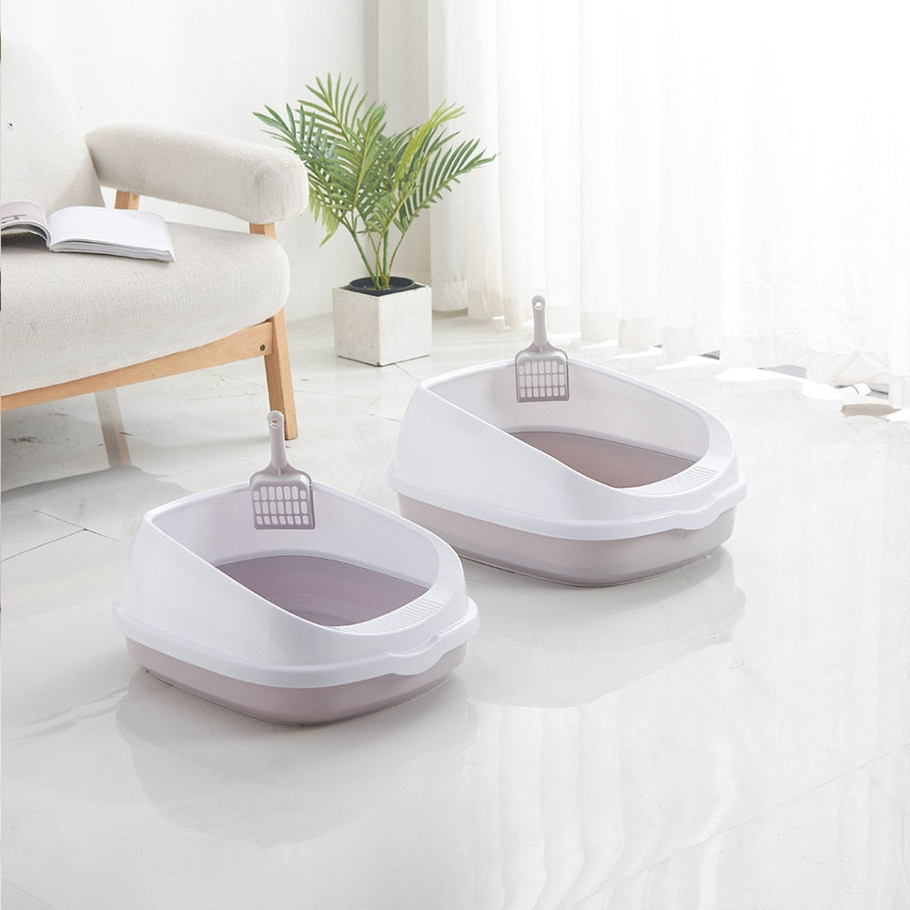 Pet Cat Toilet Semi-enclosed high fence detachable cat litter box cat toilet Dog Tray Clean Scoop Home Plastic Sand Box Supplies
